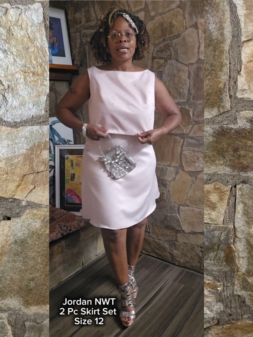 Jordan Light Pink Satin 2-Piece Formal Set NWT Size 12